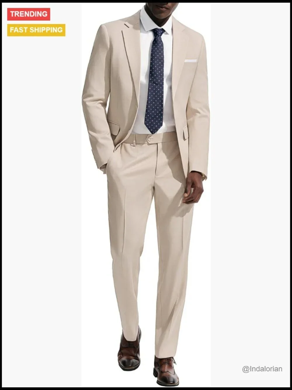 Men's 2 Piece Classic Fit Suit Set Notched Lapel Long Sleeve Blazer & Dress